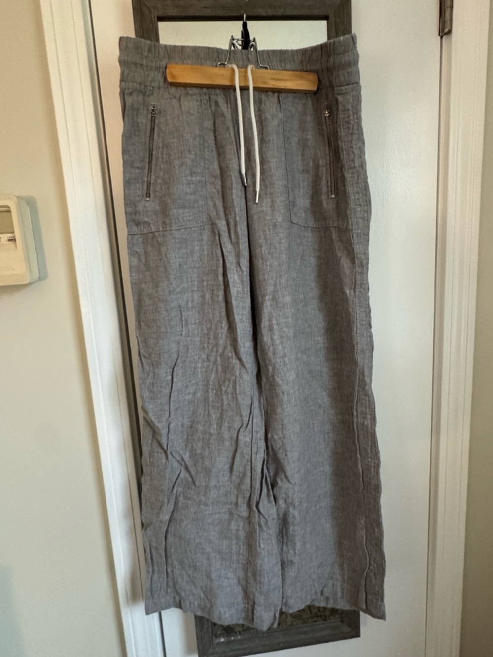 Athleta Cabo Wide-Leg Linen Drawstring Pants in tan
